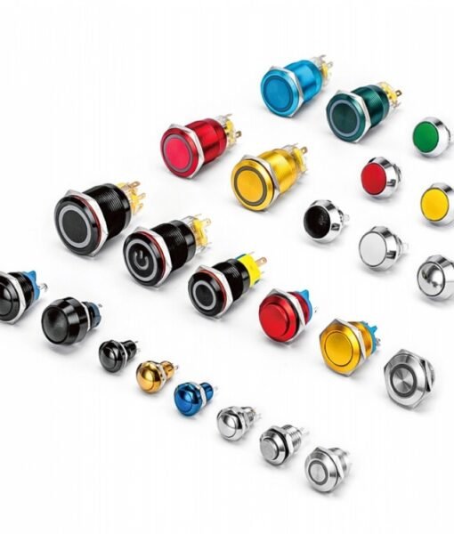 Push-button switch assortment: momentary and latching types for industrial control