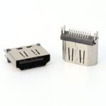 1.2mm Clamp HDMI Female 19P Vertical Through Hole Socket, Nickel Plated Iron & Copper Shell for HD Signal Transmission - Image 2