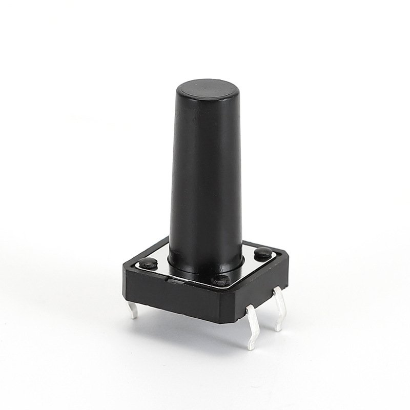 1212mm through hole tactile push button switch with bracket, 4 pin DIP micro tact switch, actuator height 4 (1) Through Hole Tactile Push Button Switch With Bracket, 12*12mm 4 Pin DIP Tact Switch - Image 1