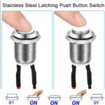 12mm Waterproof Metal Push-Button Switch with round momentary and latching actuator for industrial control panels