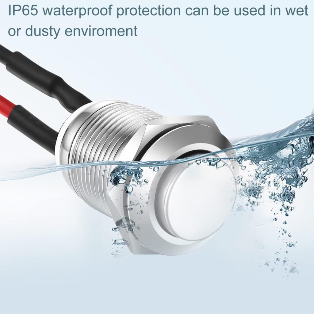 12mm Waterproof Metal Push-Button Switch with momentary and latching modes for industrial panels