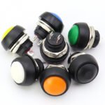 Waterproof Self Reset Push Button Switch 12mm Cutout, Round Horn Type Copper Nut Flame Retardant Button for Equipment Control - Image 2