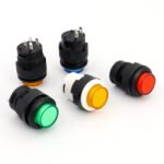 Round 16mm LED Push Button Switch, Latching & Momentary Dual Function Illuminated Button for Toy and Lighting Control