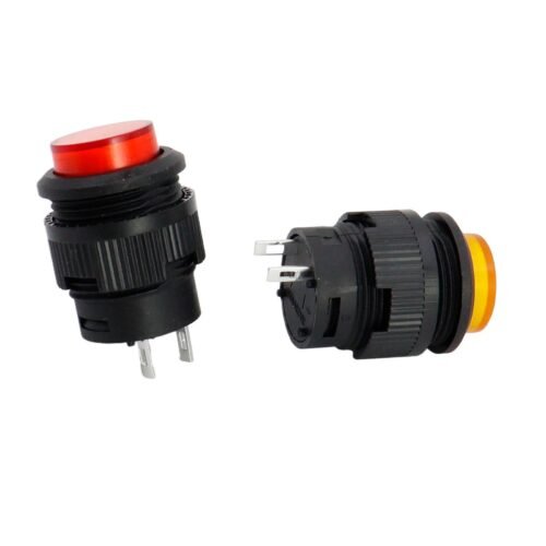 16mm round LED illuminated push button switch with indicator light, self-reset and latching micro tactile switch for control panel integration