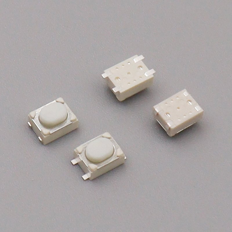 342.5mm 4‑pin compact horizontal side‑actuated SMD tact switch straight wrapped terminal micro push button for e‑cigarette (3) Horizontal side push tactile tact switch 4‑pin straight wrapped terminal for e‑cigarette PCB assembly