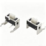 Through‑hole side tactile tact switch 3x6mm 2‑pin with mounting bracket white actuator for PCB assembly