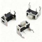 Through‑hole side tactile tact switch 3x6mm 2‑pin with mounting bracket white actuator for PCB assembly