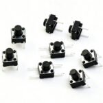 Through‑hole side‑top actuated tactile tact switch 6x6mm copper straight pin for PCB electronic assembly