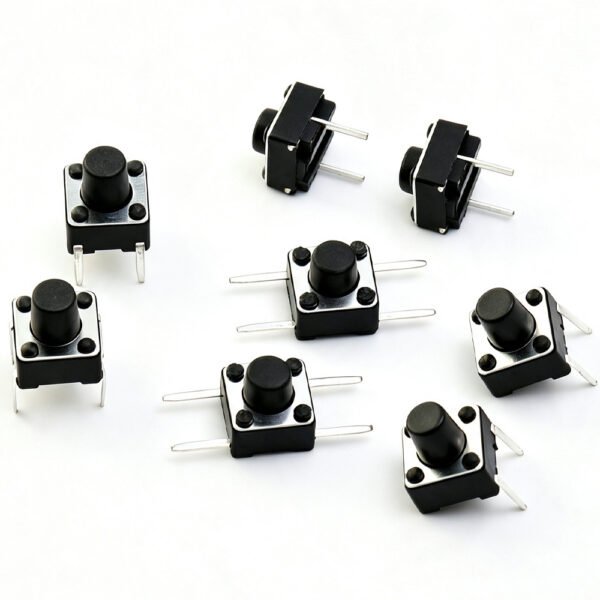 Through‑hole side‑top actuated tactile tact switch 6x6mm copper straight pin for PCB electronic assembly