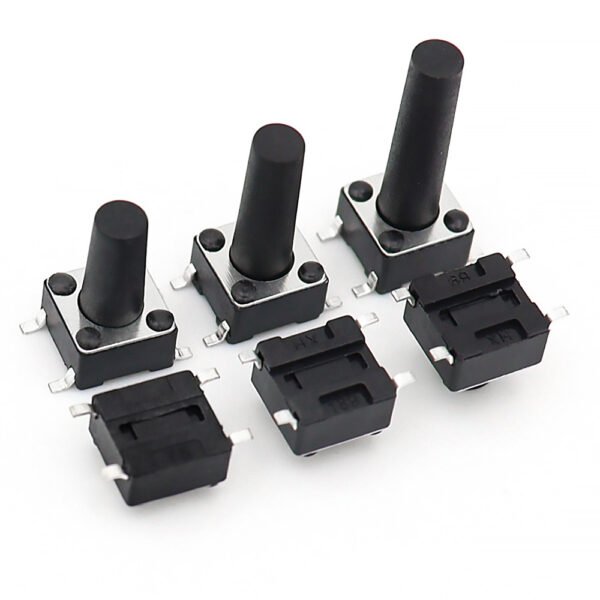 6*6mm 4‑pin SMD vertical tact switch eco‑friendly high temperature resistant 4.3‑20mm tape & reel micro push button