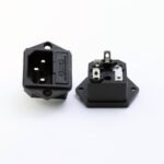Industrial AC power Sockets with fused IEC C14 inlet and mounting ears