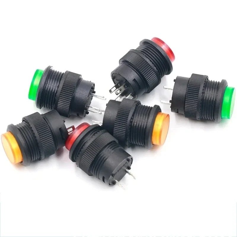 Circular self‑reset pushbutton switch no‑lock unlighted power control button close‑up (2) Circular self-reset momentary Push Button Switch, no-lock unlighted power control with plastic housing for industrial equipment