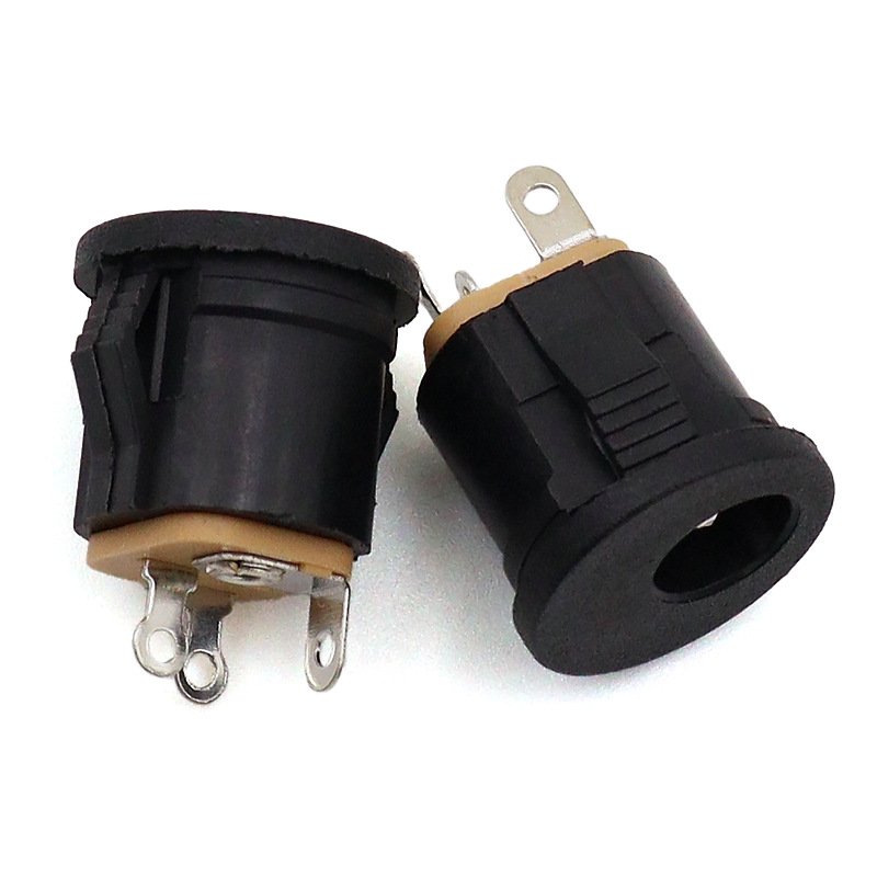 DC-022K snap-in DC power socket round buckle mount DC female jack 5.52.1 5.52 (1) DC-022K Snap-in DC Power Socket, Round Snap Fit DC Female Jack 5.52.1 / 5.52.5mm - Image 1