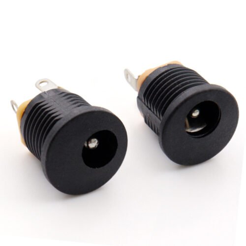 DC022M threaded DC power socket with nut snap-in DC female jack 5.52.1 5.52.5 3.51 (1) Threaded DC022M DC Power Socket with Nut, Snap-in DC Female Jack 5.52.1/2.5 & 3.51.3mm - Image 1