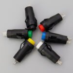 Mini DS-211 Round Push Button Switch, 10mm Hole Snap-in Latching / Momentary Control Switch