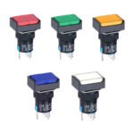16mm LED Rectangular Push Button Switch LA16-J-11D Self-Reset Lockable