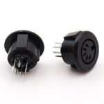 Large Round 5 Pin DIN Socket, 180 Degree Vertical DIP Connector, Snap Lock Terminal Connector