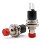 Small Round Push Button Switch 7mm, 2 Pin Momentary & Latching Power Switch with Copper Pins