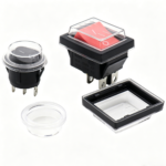 Round square one‑piece waterproof dust‑proof cap replacement part for KCD‑series rocker switches