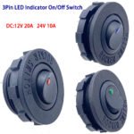 Round rocker toggle LED switch, 3‑pin 2‑position, DC 12V 24V, boat‑type switch, marine switch, waterproof - Image 2