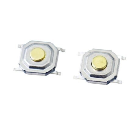 SMD 4x4.5mm micro tactile switch with metal brass plunger, 4-pin waterproof micro tactile switch for wearables and portable devices