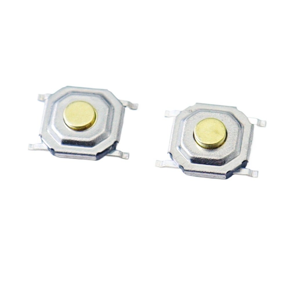 SMD 4x4.5mm micro tactile switch with metal brass plunger, 4-pin waterproof micro tactile switch for wearables and portable devices
