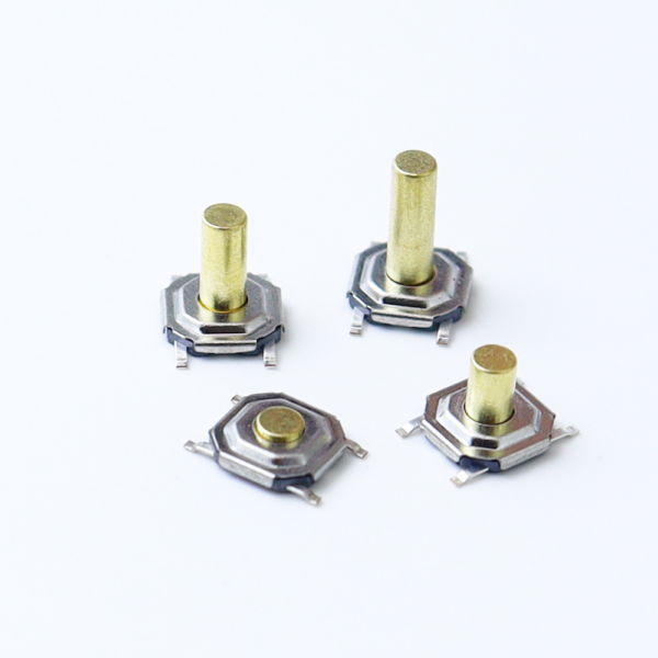 Waterproof 4‑pin SMD tact switch metal copper actuator 4*4mm 5.2*5.2mm 1.5‑8mm height micro button