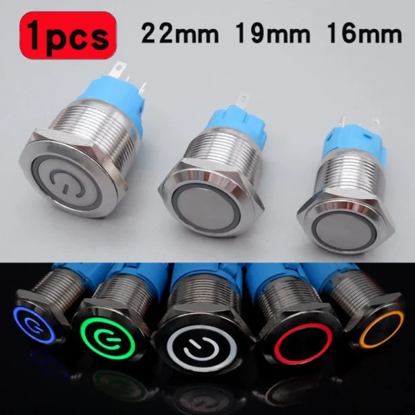 Factory direct metal push button switch 12/16/19/22mm with LED power start button, self-locking and self-reset