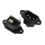 AC-04 High Current Screw Terminal Three-Core Socket Full Copper Screw Angle Wiring Three-Core Pin-Type Power Socket