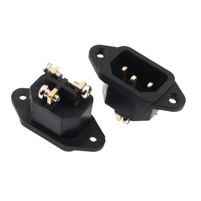 ac-003 AC-04 High Current Screw Terminal Three-Core Socket Full Copper Screw Angle Wiring Three-Core Pin-Type Power Socket - Image 1